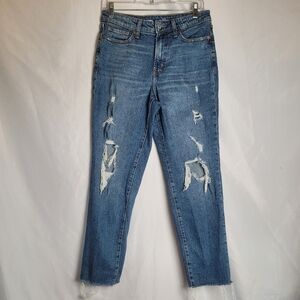 Old Navy High Rise O.G. Straight Distressed Raw Hem Cropped Jeans Women's 6